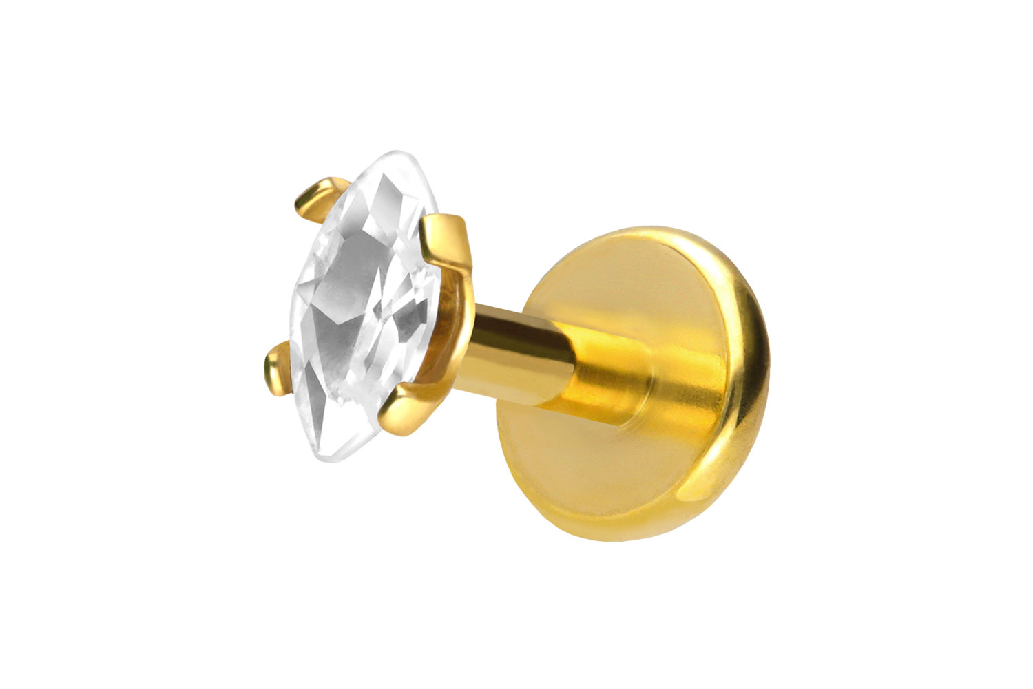 Titan Labret Piercing mit Push Fit EINGEFASSTER KRISTALLTROPFEN